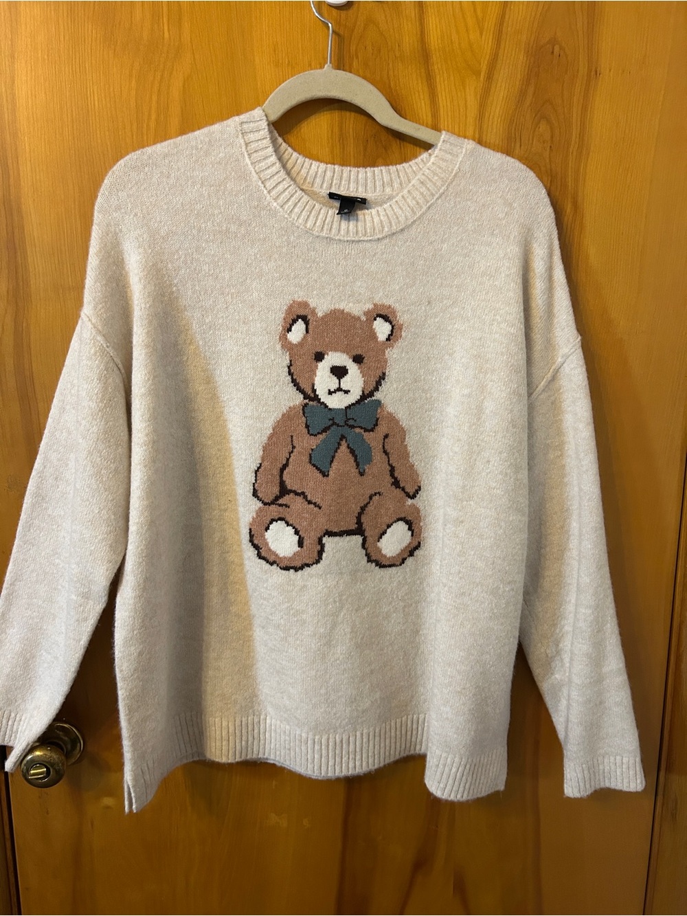 Torrid Cream Sweater with Teddy Bear Graphic
